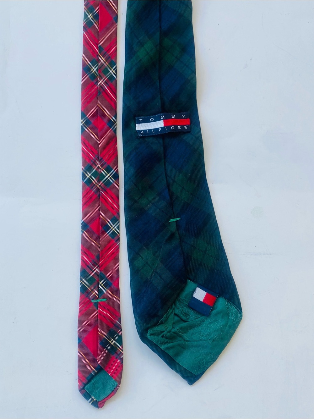 Vintage Tommy Hilfiger Made In USA Tartan And Kelly Plaid Silk Necktie